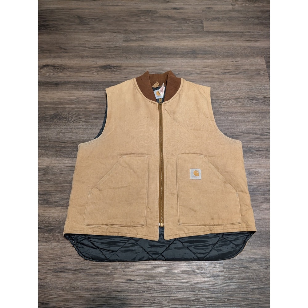 Carhartt VQ186 Arctic Quilt Lined Duck Vest Brown Mens XL Made in USA Vintage
